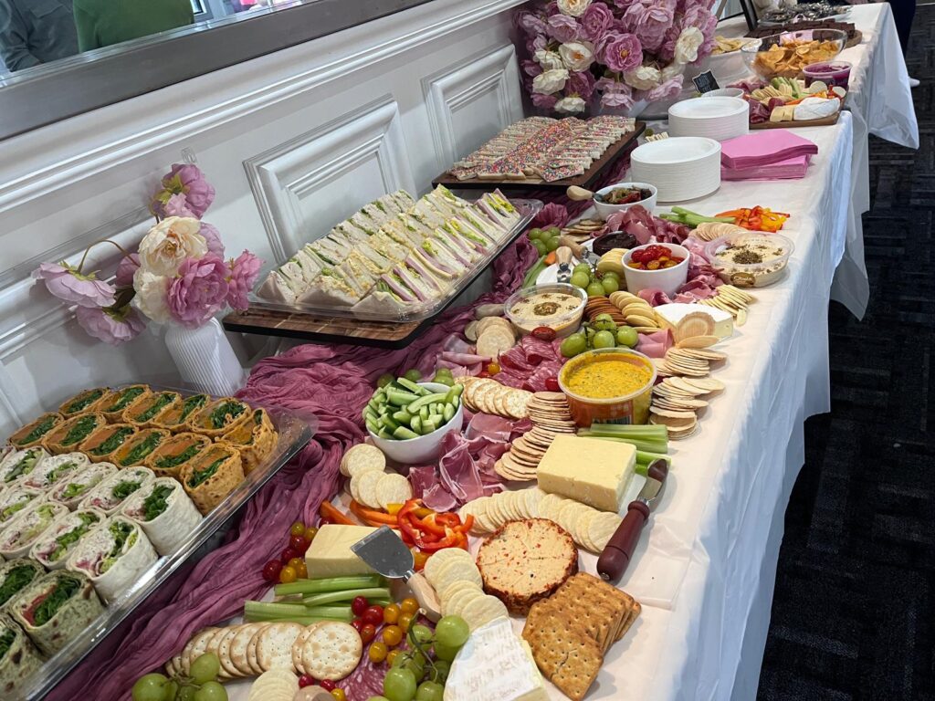 Delicious catering spread and grazing table setup at a Westerfolds Sports Centre function